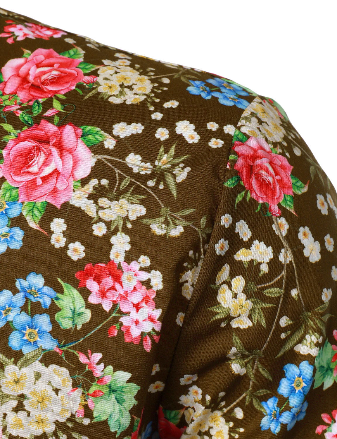 Men's 70s Floral Print Breathable Cotton Brown Long Sleeve Shirt