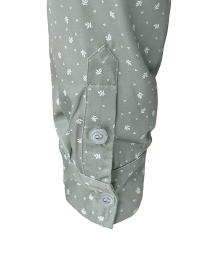 Men's Green Casual Print Long Sleeve Shirt