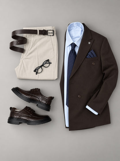 Dark Brown Double Breasted Suit | Formal Business Attire