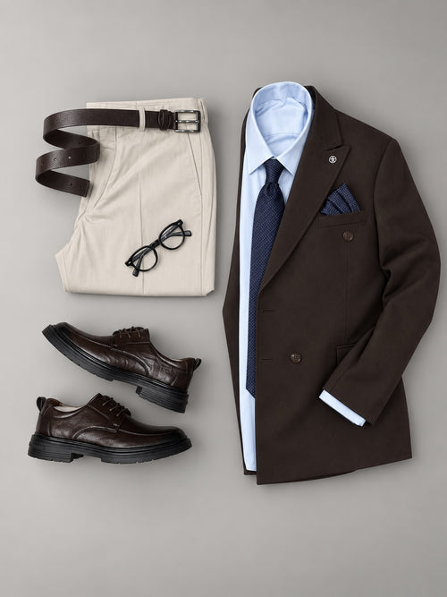 Dark Brown Double Breasted Suit | Formal Business Attire