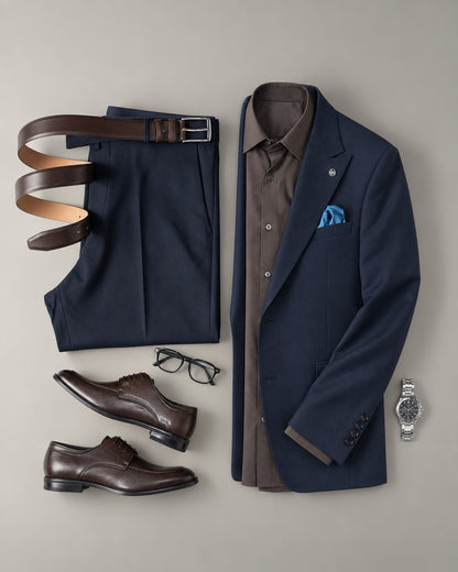 Navy Blue Blazer Suit | Modern Business Look