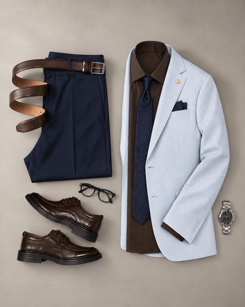 Light Blue Blazer Matching Outfit | Elegant Business Casual