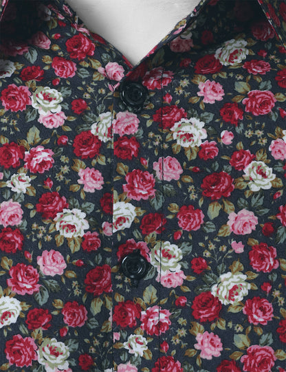 Men's 70s Breathable Cotton Long Sleeve Floral Print Shirt