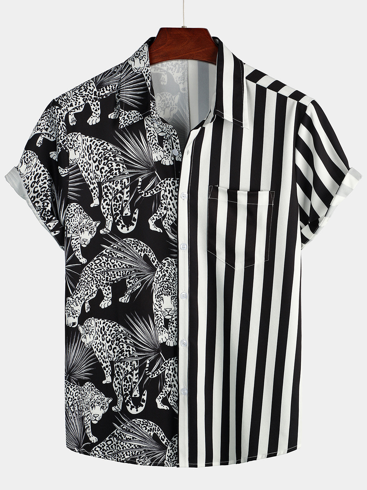 Men's Zebra & Striped Pocket Holiday Casual Shirt