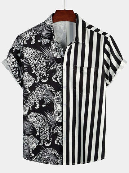 Men's Zebra & Striped Pocket Holiday Casual Shirt