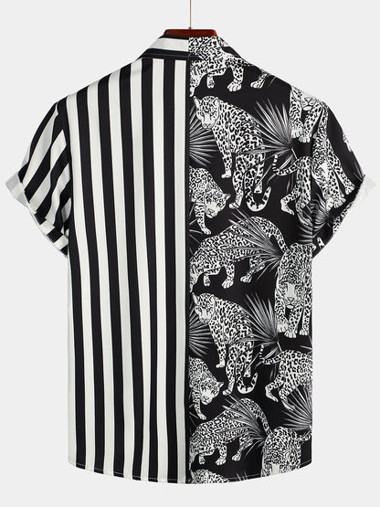 Men's Leopard & Striped Pocket Holiday Casual Shirt