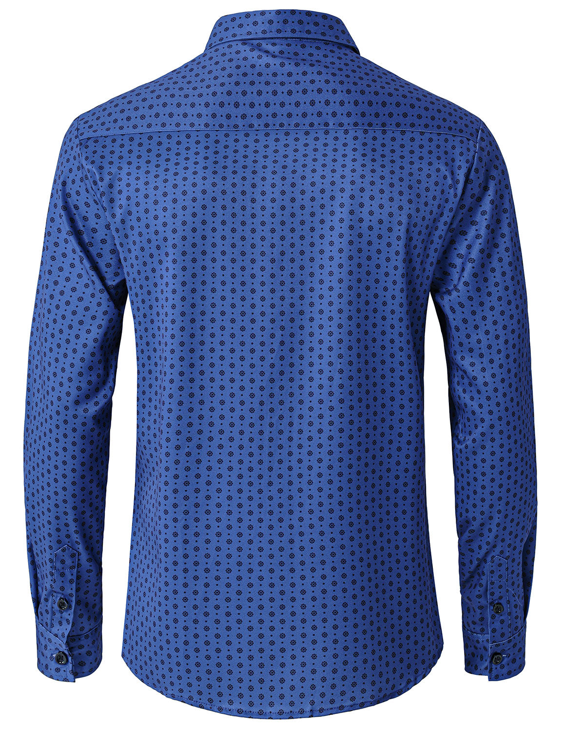 Men's Blue Retro Geometric Print Long Sleeve Shirt