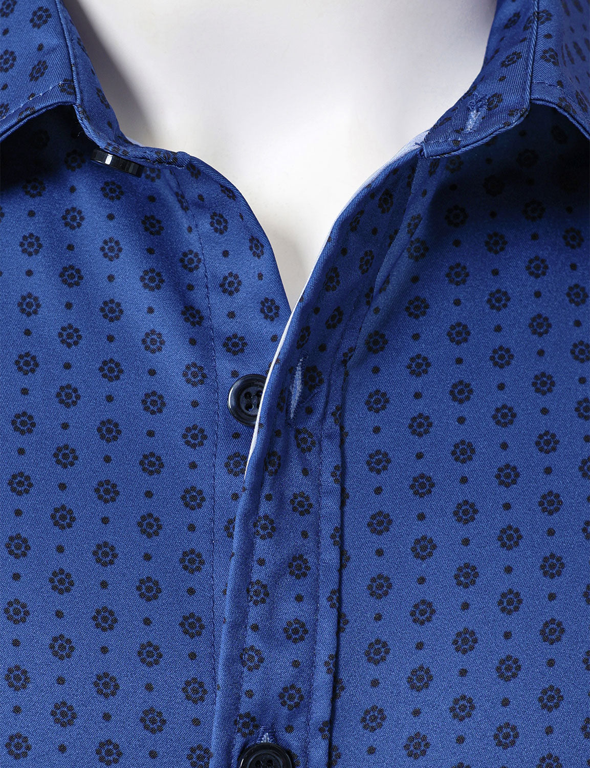 Men's Blue Retro Geometric Print Long Sleeve Shirt