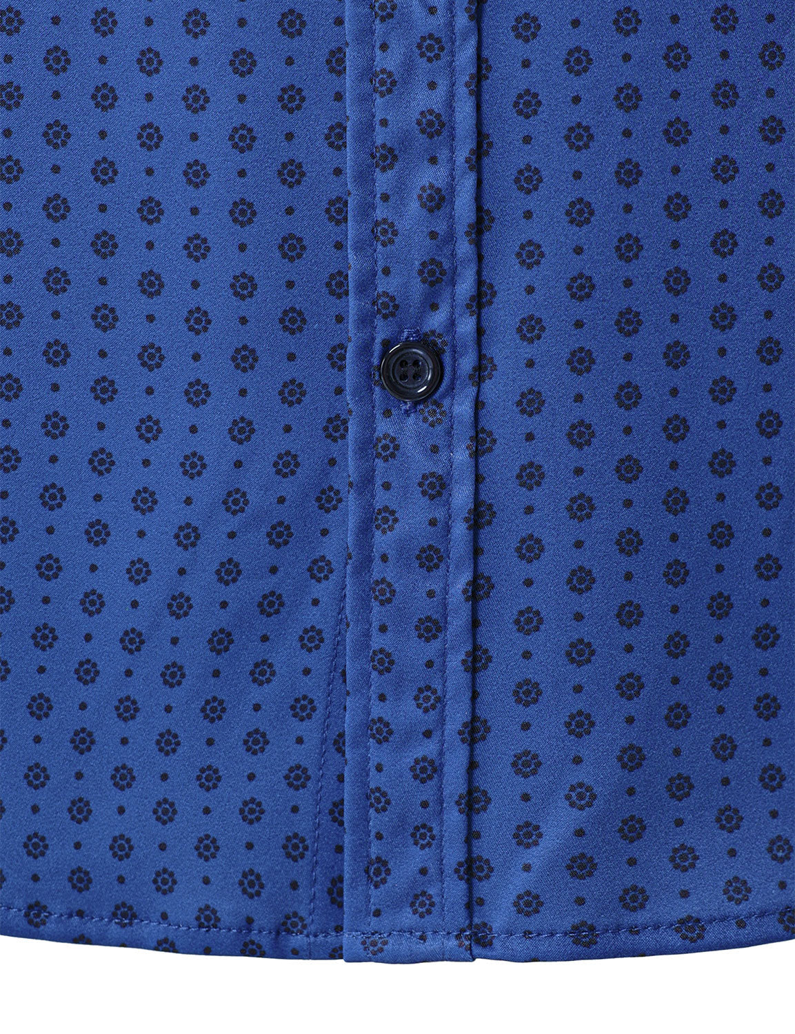 Men's Blue Retro Geometric Print Long Sleeve Shirt