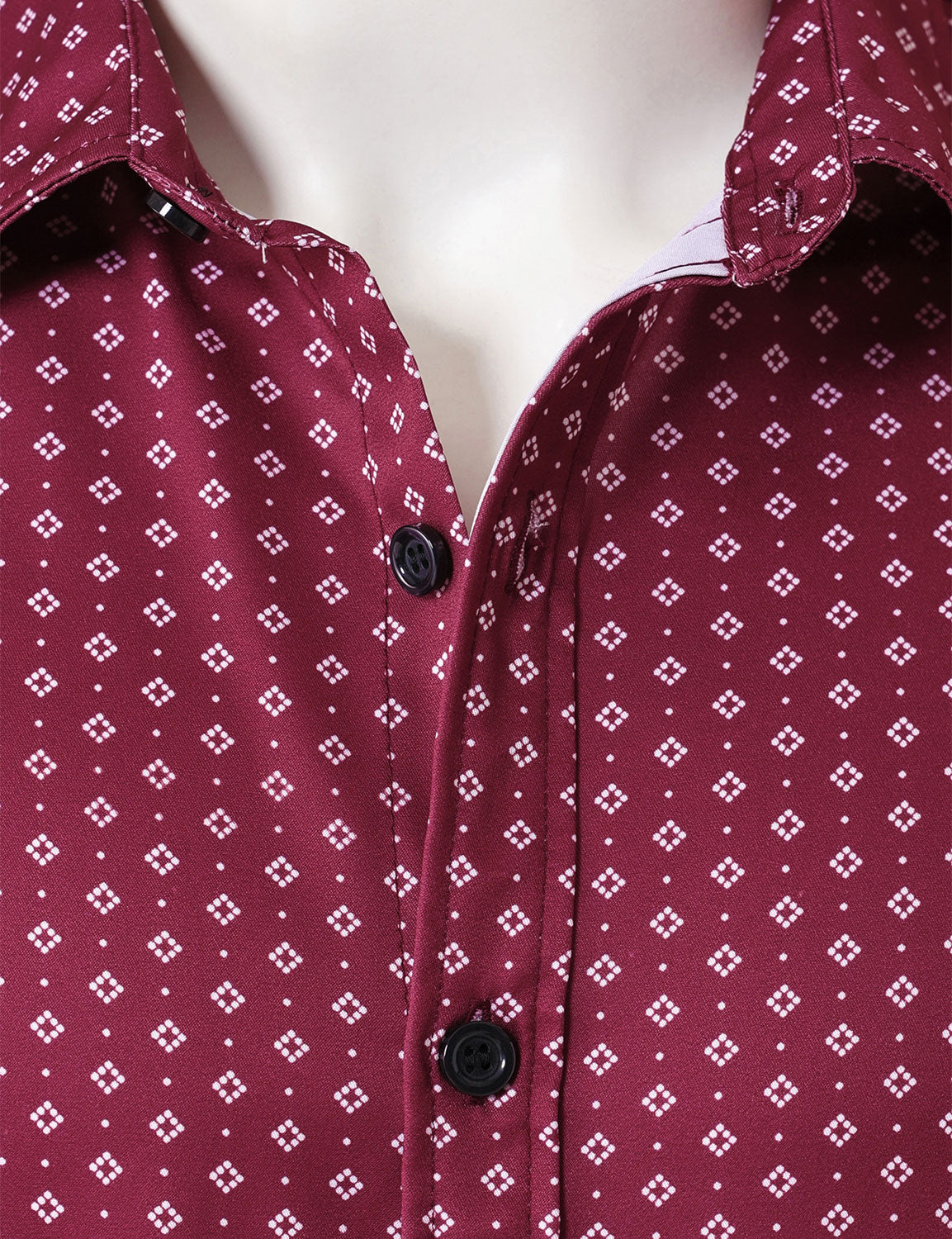 Men's Red Retro Geometric Print Long Sleeve Shirt