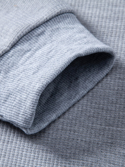 2 In 1 Waffle Notched Collar Sweatshirt & Waffle Pleated Pintuck Straight Leg Pants