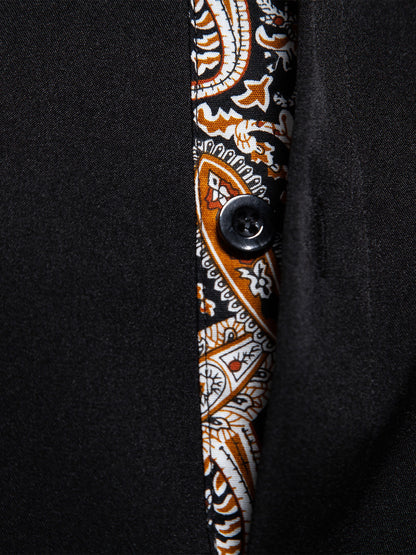 Men's Colorblock Paisley Print Button Up Long Sleeve Shirt