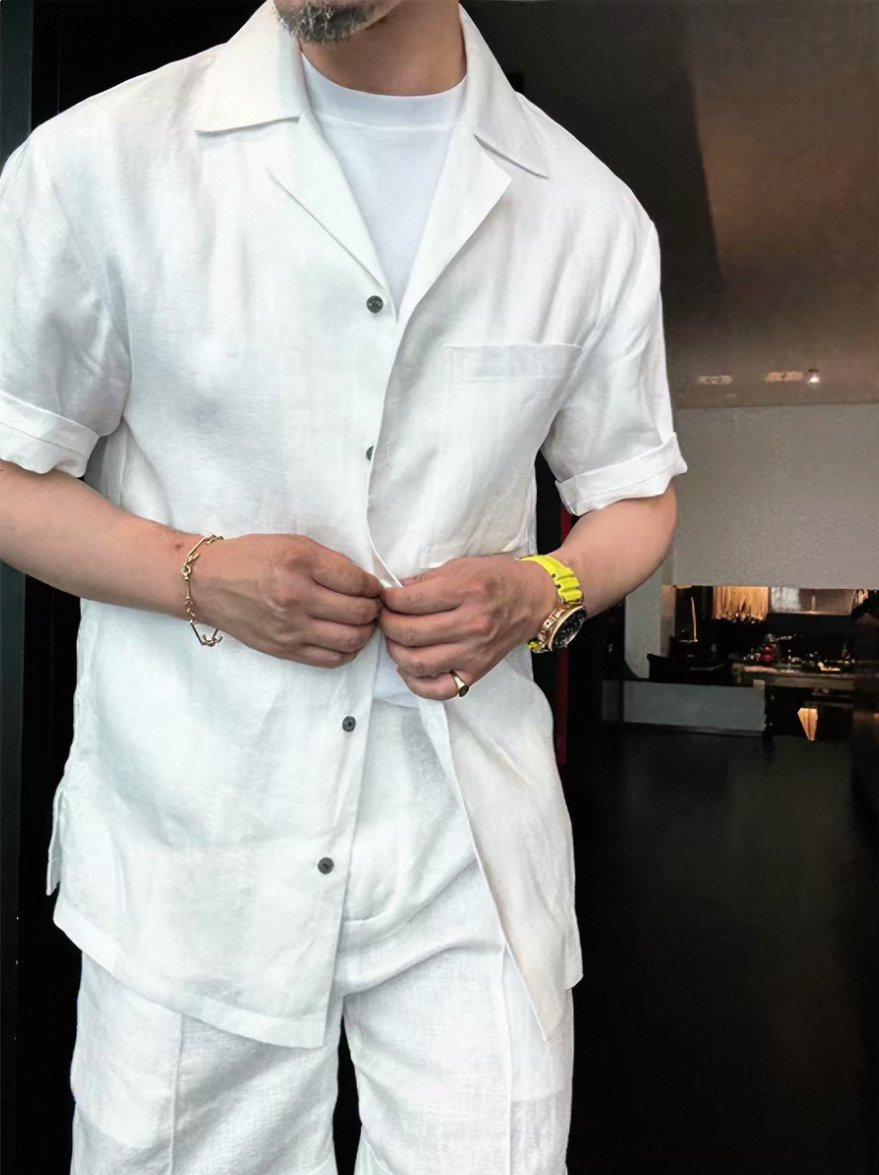 Men's Summer Linen Shirt & Shorts Set
