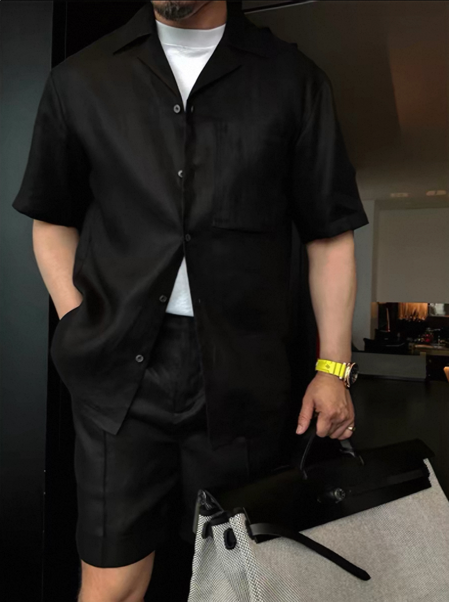 Men's Summer Linen Shirt & Shorts Set