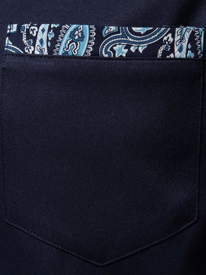 Men's Paisley Print Colorblock Long Sleeve Shirt
