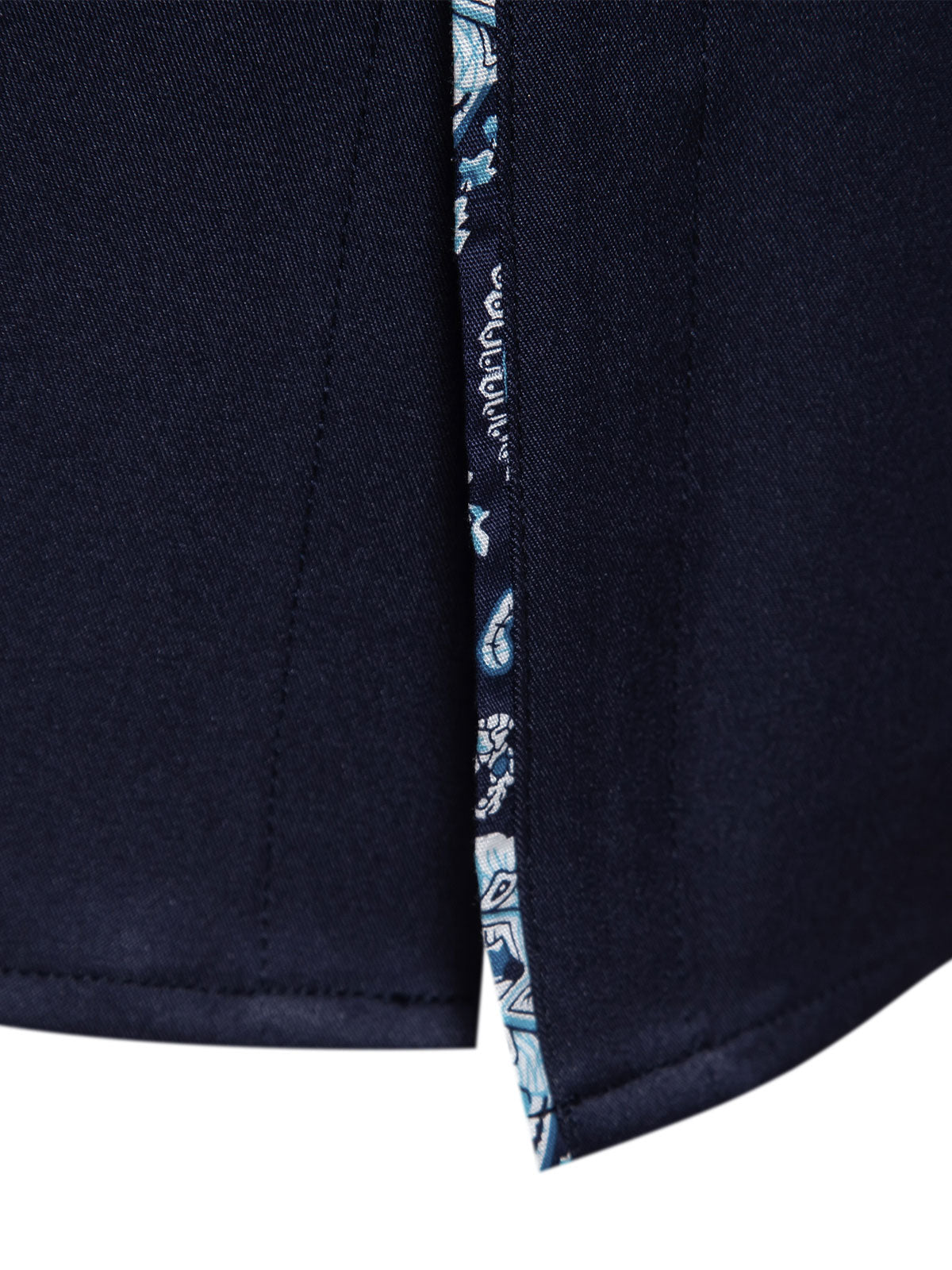 Men's Paisley Print Colorblock Long Sleeve Shirt