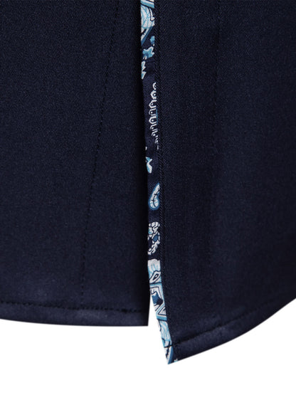 Men's Paisley Print Colorblock Long Sleeve Shirt