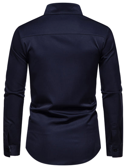 Men's Paisley Print Colorblock Long Sleeve Shirt