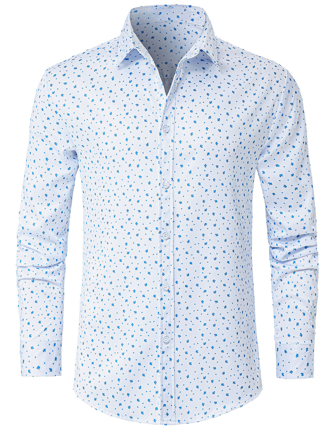 Men's Casual White Print Long Sleeve Shirt