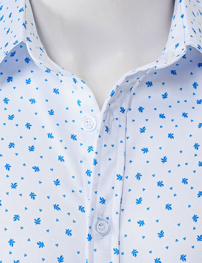Men's Casual White Print Long Sleeve Shirt