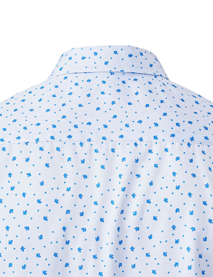 Men's Casual White Print Long Sleeve Shirt