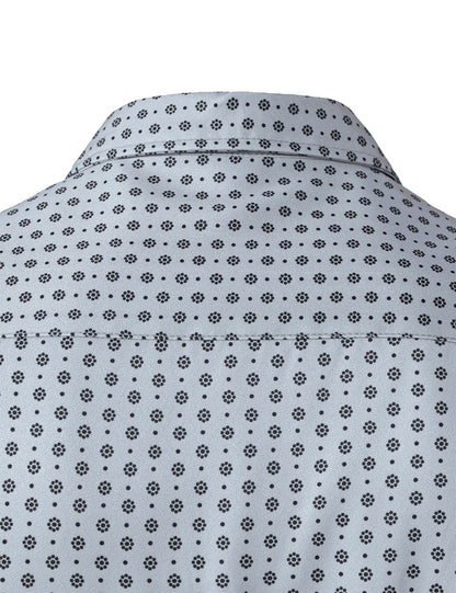 Men's Grey Retro Print Long Sleeve Shirt