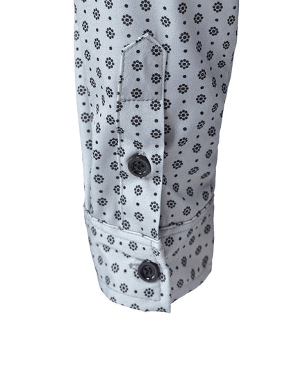 Men's Grey Retro Print Long Sleeve Shirt