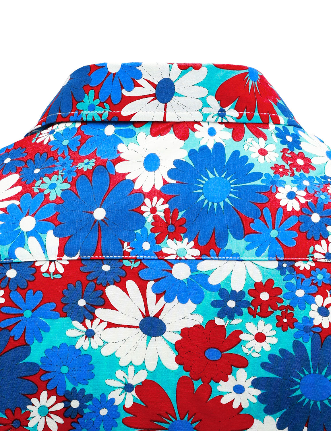 Men's Cotton Blue Floral Button Up Long Sleeve Shirt
