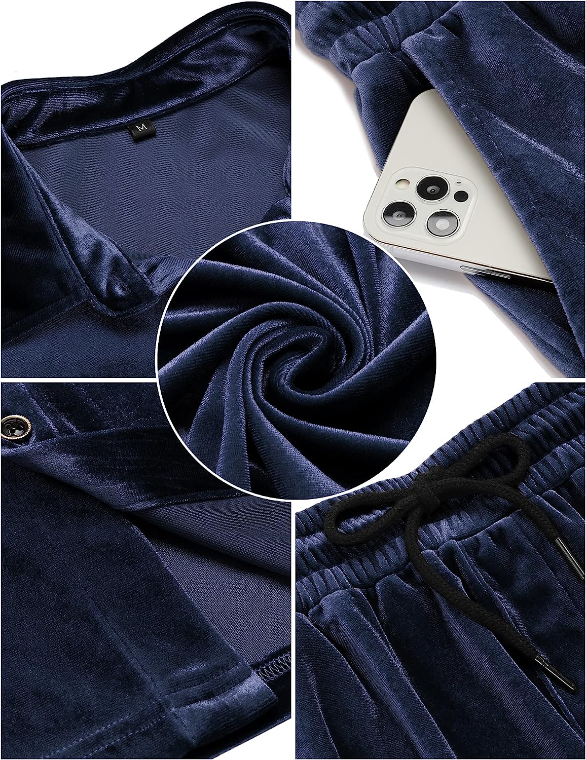 Men's Black Velour Short Sleeve Shirt & Shorts Set