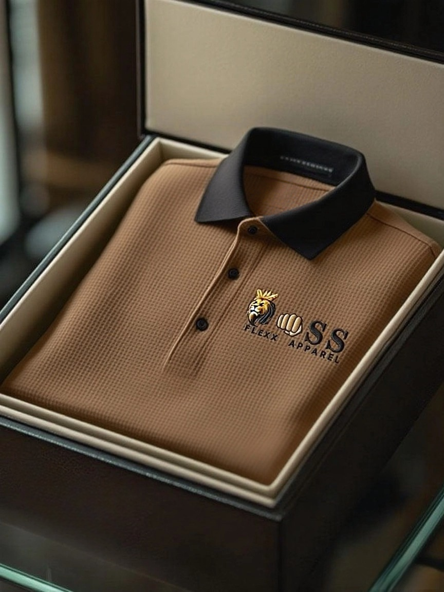 Men's Fashion Business Style Letter Printed Waffle Casual Short Sleeve POLO Shirt