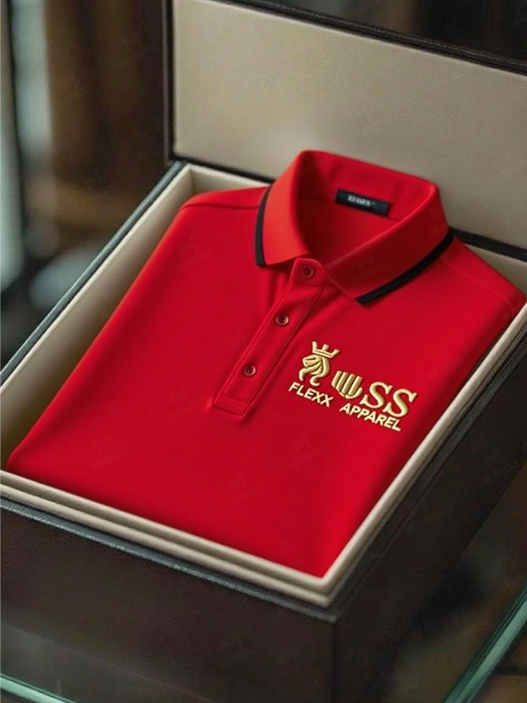 Men's Fashion Business Style Letter Printed Casual Short Sleeve POLO Shirt