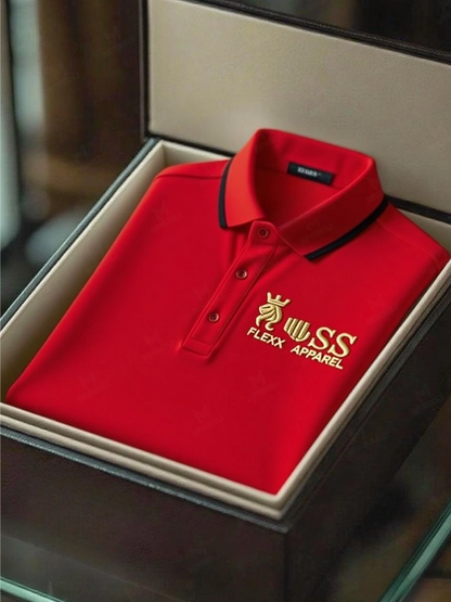 Men's Fashion Business Style Letter Printed Casual Short Sleeve POLO Shirt