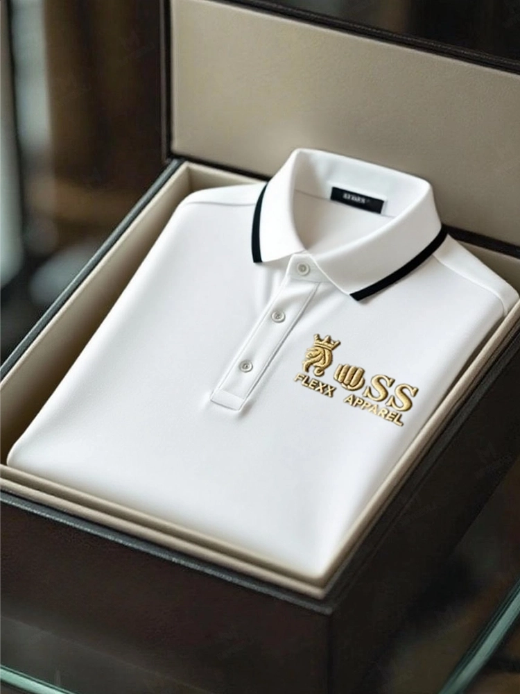 Men's Fashion Business Style Letter Printed Casual Short Sleeve POLO Shirt