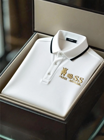 Men's Fashion Business Style Letter Printed Casual Short Sleeve POLO Shirt
