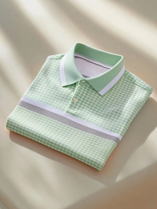 Men's Classic Business Logo Button Short Sleeve Polo Shirt