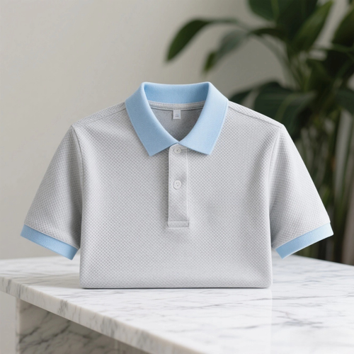 Men's Classic Business Check Logo Button Short Sleeve Polo Shirt