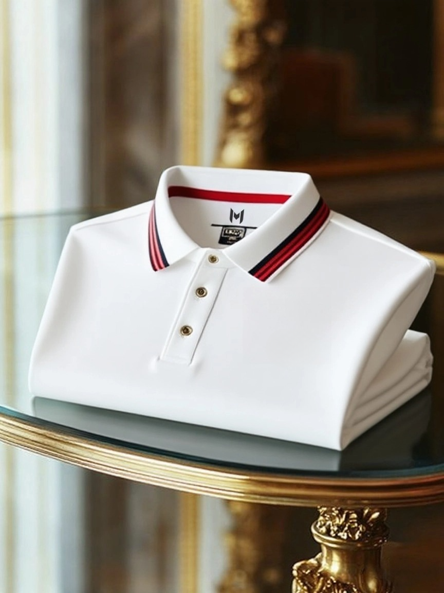 Men's Retro Business Stripe Print Short Sleeve Polo Shirt