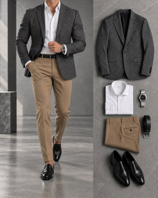 Men's Slim Fit Blazer, Shirts & Pants 3 Piece Set