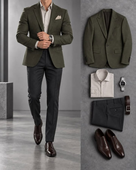 Men's Slim Fit Blazer, Shirts & Pants 3 Piece Set