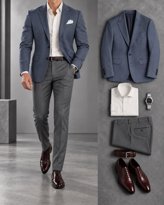 Men's Slim Fit Blazer, Shirts & Pants 3 Piece Set