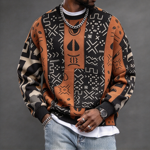 Men's Baroque Pattern Crewneck Sweatshirt
