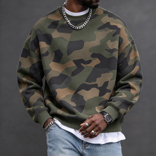 Men's Olive Green Camo Sweatshirt