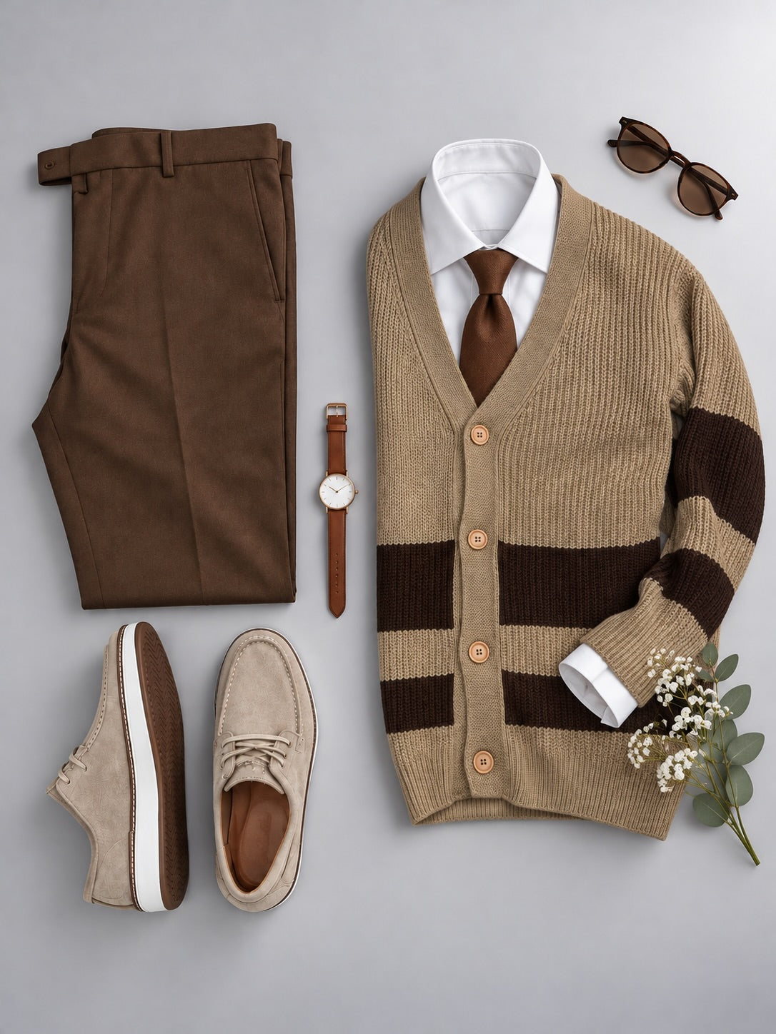 Men's Knit Cardigan and Trousers 2 Piece Set