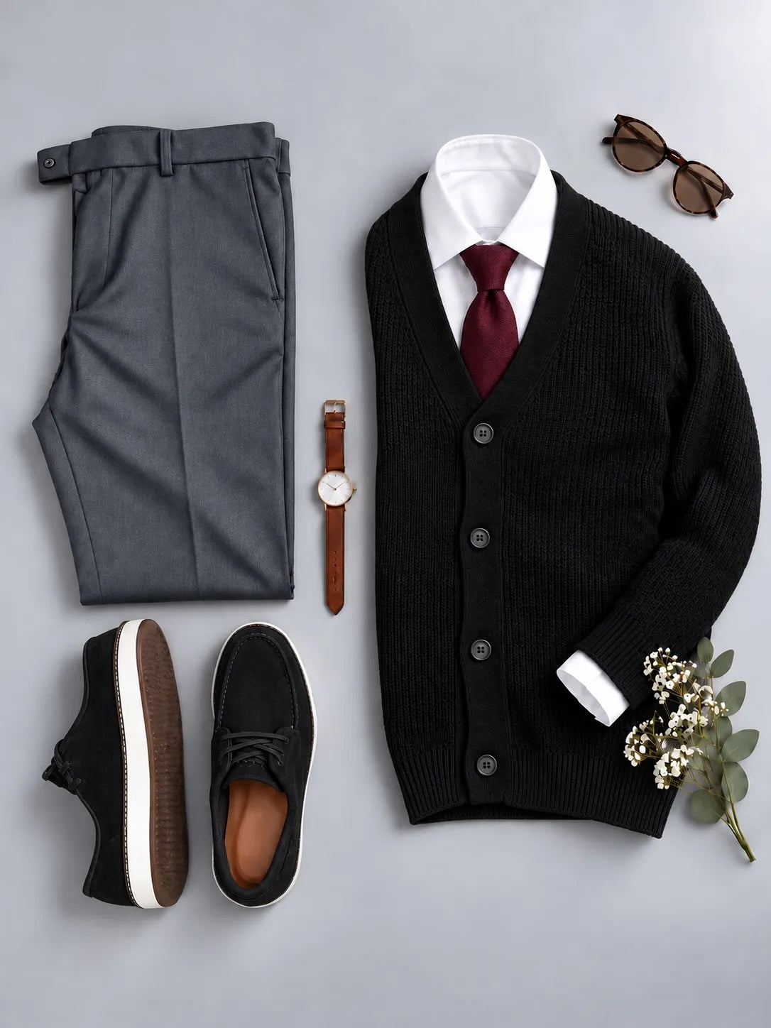 Men's Knit Cardigan and Trousers 2 Piece Set