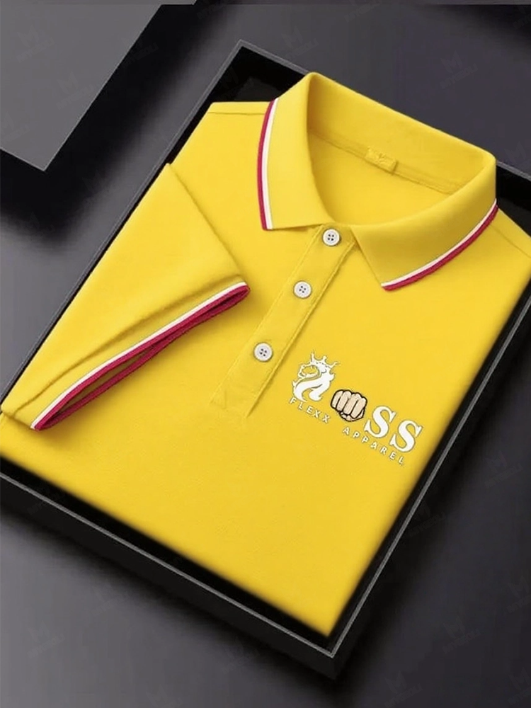 Men's Business Printed Short Sleeve Polo Shirt