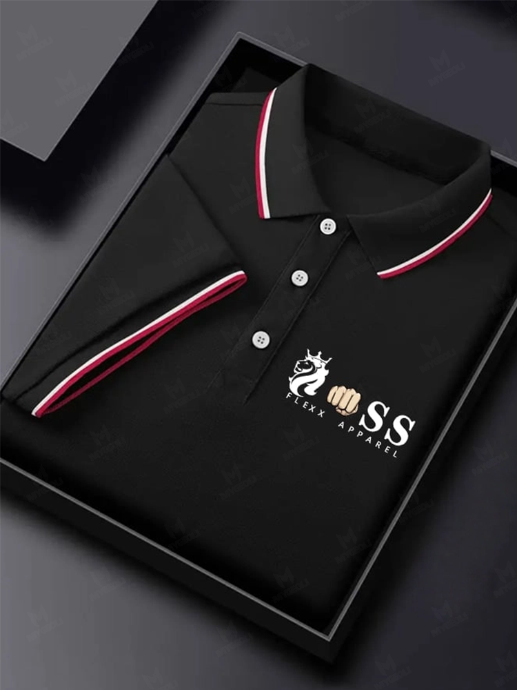 Men's Business Printed Short Sleeve Polo Shirt