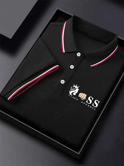 Men's Business Printed Short Sleeve Polo Shirt