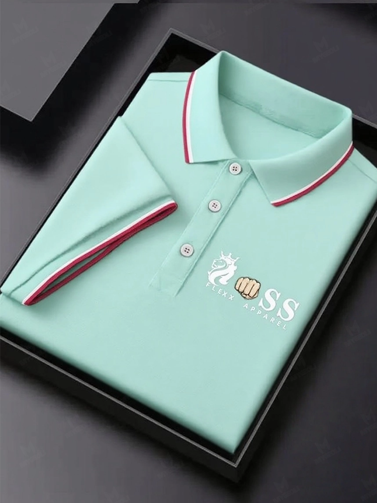 Men's Business Printed Short Sleeve Polo Shirt