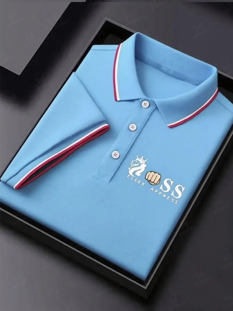 Men's Business Printed Short Sleeve Polo Shirt