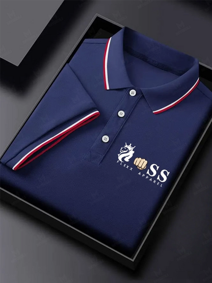 Men's Business Printed Short Sleeve Polo Shirt